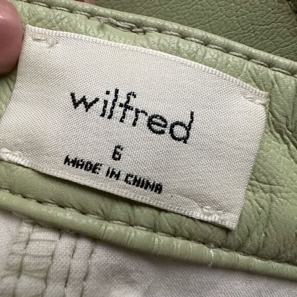 WILFRED ARITZIA SIZE 6 sage green The Melina Pant pants faux leather‎ straight - Picture 5 of 8